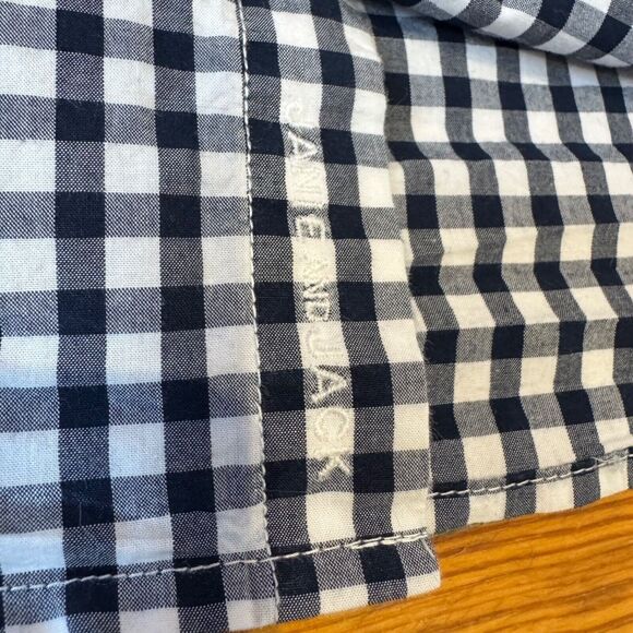 Janie & Jack navy gingham long sleeve button-up shirt Kids 6 dressy holiday - Picture 6 of 9